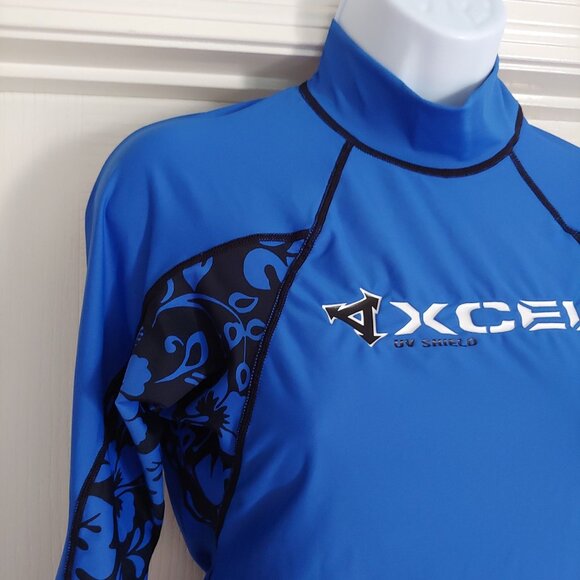 Xcel Hawaii L-Sleeve Blue Compression Surf Swim Rash Guard UPF30+ Sun Protection - Picture 2 of 10